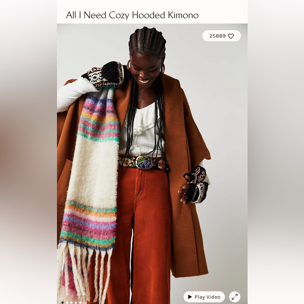 Free People All I Need Cozy Hooded Kimono